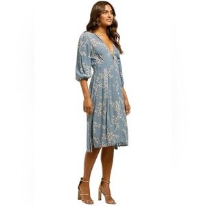 Faithfull the Brand Blue Floral Midi Dress